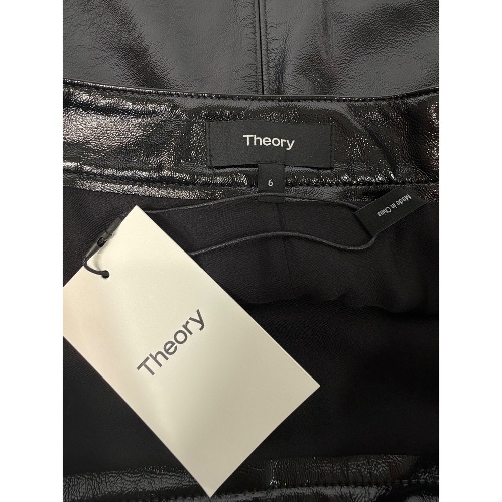 Theory Round A Mini Patent Black Skirt SZ 6 | $345 Retail - Picture 6 of 9